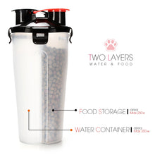 Load image into Gallery viewer, 2 in 1 Pet Water Bottle Food Container With Folding Silicone