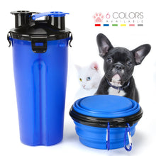 Load image into Gallery viewer, 2 in 1 Pet Water Bottle Food Container With Folding Silicone